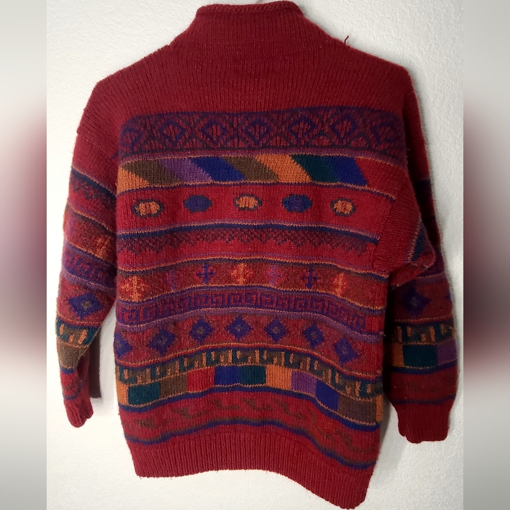 Nomadic Traders 100% Wool Red/Maroon Multicolor C… - image 2